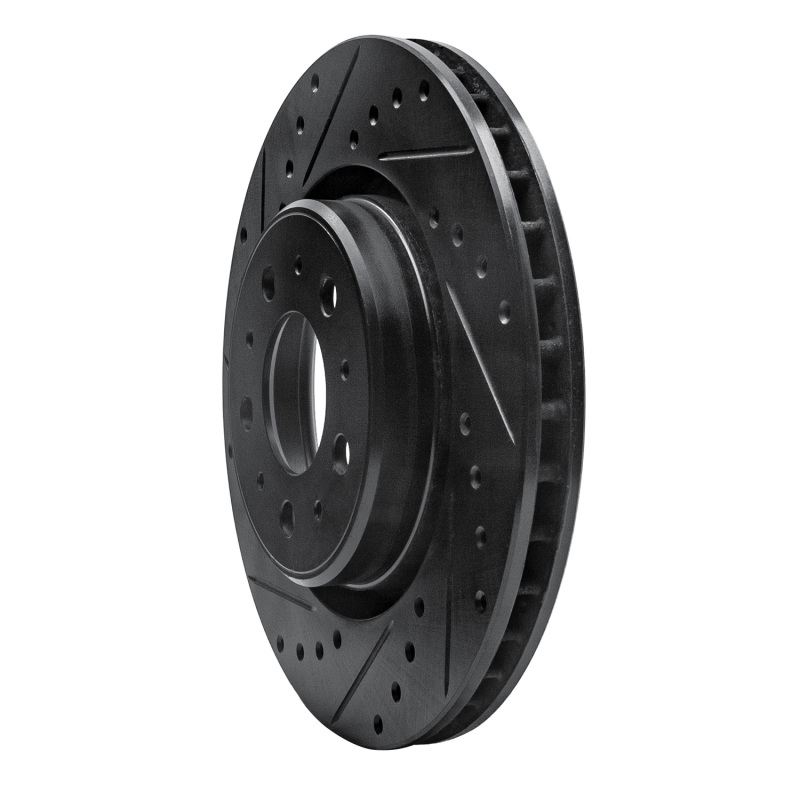 Volvo V70 Brake Rotor (1) - Front Left - R1 Concepts - Drilled & Slotted - Black - `98-`04